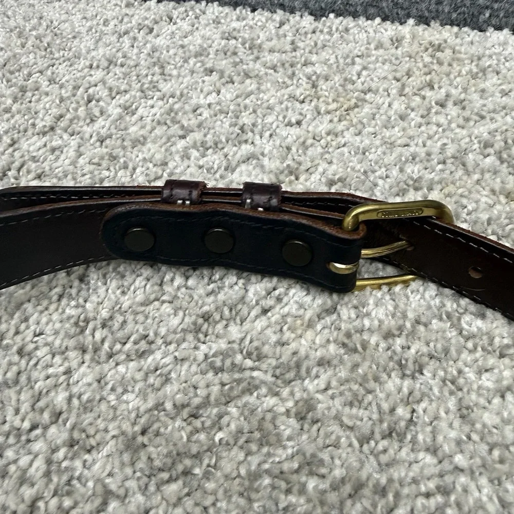 Footloose and Fancy‎ Things Bison Leather belt men's size 36 brass buckle brown